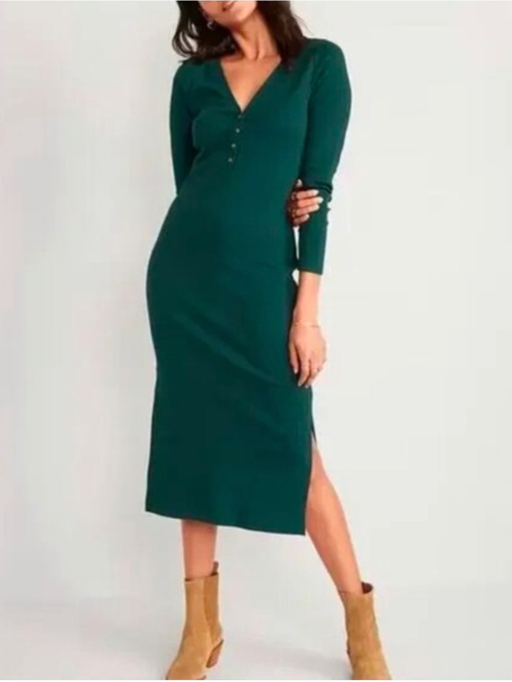 Old Navy ribbed Henley bodycon midi dress
